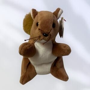 RARE Ty Beanie Baby - Nuts the Squirrel (1996) - PVC Pellets, Tag Errors